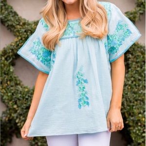 J. Marie embroidered top